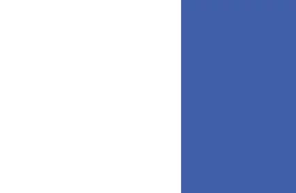 Weißer und blauer senkrechter Streifen, gleich breit, ohne zusatzlichen Kontext oder Text.
