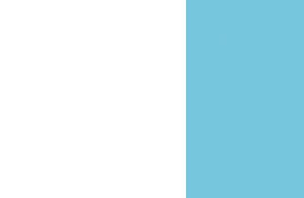 Ein vertikal geteiltes Bild mit einer weißen linken Halfte und einer hellblauen rechten Halfte.