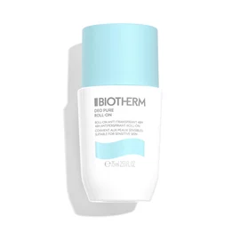 Weiße Flasche mit blauem Verschluss; Text: "BIOTHERM, Waterlover Sun Mist, Hydronized Pearl, 50ml".