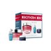 Geschenkbox mit Biotherm-Hautpflegeprodukten; Tiegel und Flaschchen stehend.