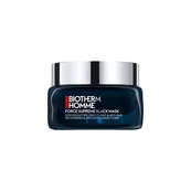 Dunkelblaues Cremeglas mit silbernem Deckel, Text: "BIOTHERM HOMME FORCE SUPREME BLACK MASK".