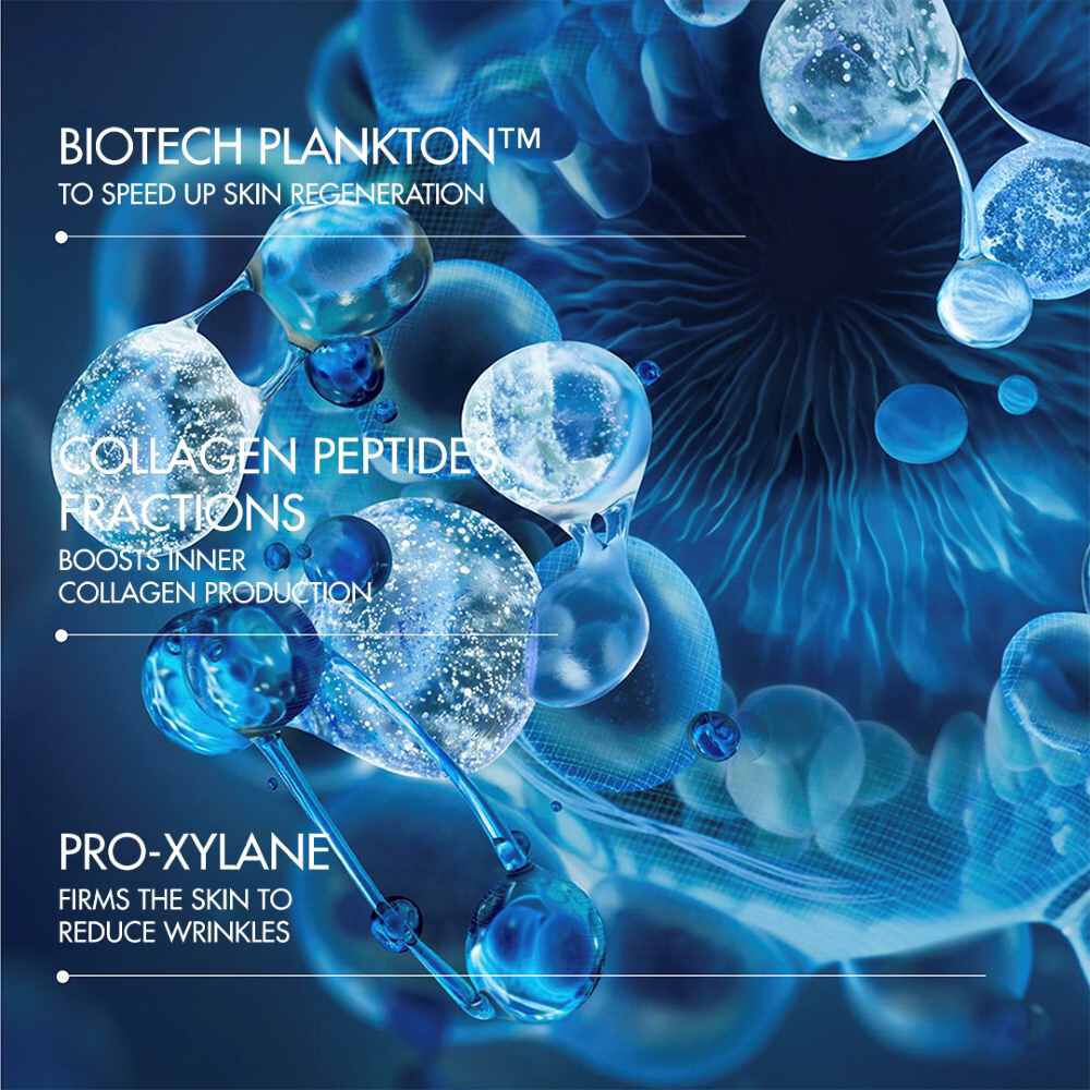 Zellen schweben in blauer Flussigkeit; Text: "BIOGRAPH MCT" und "Advanced. Accurate. Accessible."