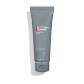 Graue Tube, stehend, vor weißem Hintergrund. Text auf Tube: "BIOTHERM HOMME CLEANSER TOTAL PERFECTOR".