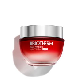 Roter Cremetiegel mit silbernem Deckel, schwebt vor weißem Hintergrund. Text: "L'OREAL Revitalift".