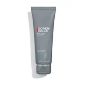 Grau-graue Tube steht aufrecht auf weißem Hintergrund, beschriftet mit "BIOTHERM HOMME".