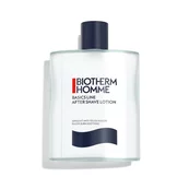 Aftershave-Flasche mit blauem Deckel, Text: "BIOTHERM HOMME BASICSULMINE AFTER-SHAVE LOTION".