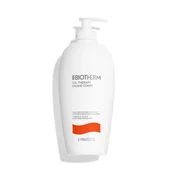 Weiße Flasche mit Pumpspender, Biotherm-Logo und rotem Design; steht isoliert.