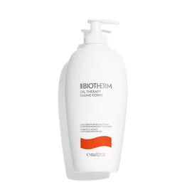 Weiße Flasche mit Pumpspender, Biotherm-Logo und rotem Design; steht isoliert.