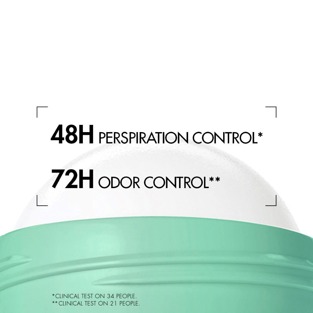 "48H PERSPIRATION CONTROL**", "72H ODOR CONTROL**" auf grun-weißer Verpackung.