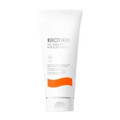 Weiße Tube mit orangefarbenem Akzent und Text "BIOTHERM OIL THERAPY HUILE DE GOMMAGE".