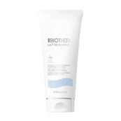 Weiße Tube mit der Aufschrift "BIOTHERM Lait de Douche" auf hellem Hintergrund.