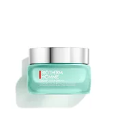 Ein turkisfarbener Tiegel mit silbernem Deckel; Text: "BIOTHERM HOMME AQUA POWER".