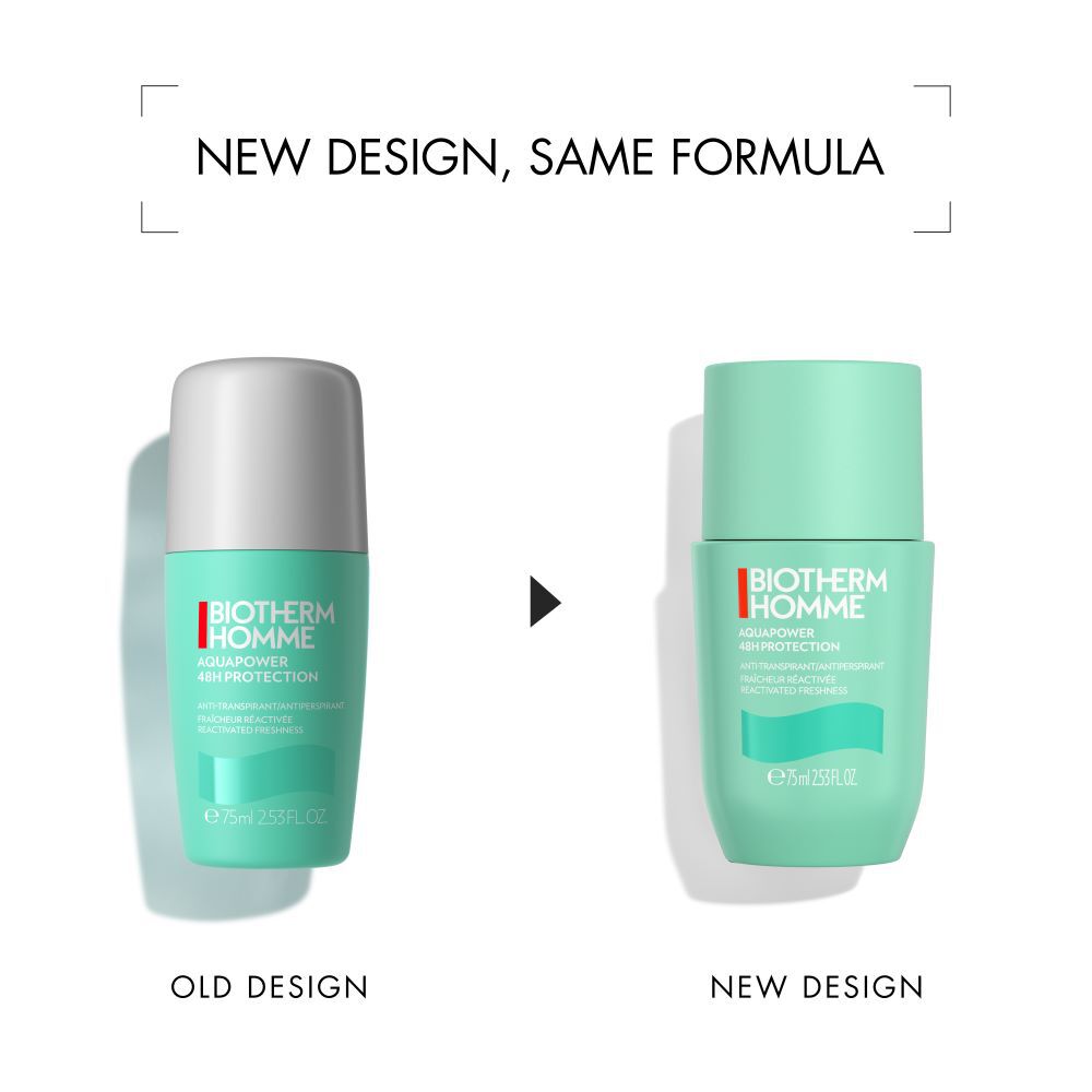 Zwei grune Flaschen; links alte Version, rechts neue Version. Text: "NEW DESIGN, SAME FORMULA".